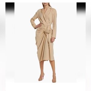 NWT$1320 Dries Van Noten Donati Tied Trench Cut-Out Ruched Midi-Dress Sz 40(10)